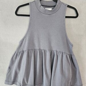 Urban Outfitters Womens Small Tank Top Shirt Gray Flowy Mockneck Preppy Boho